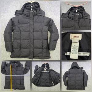 LL Bean Ultrawarm Jacket Womens Small Black Down Puffer Hooded Full Zip Coat